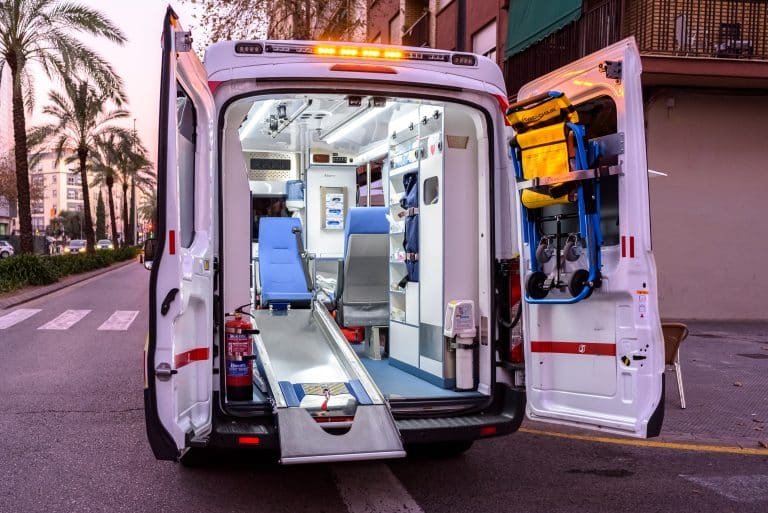 Valencia, Spain - January 14, 2019: Interior of an ambulance wit